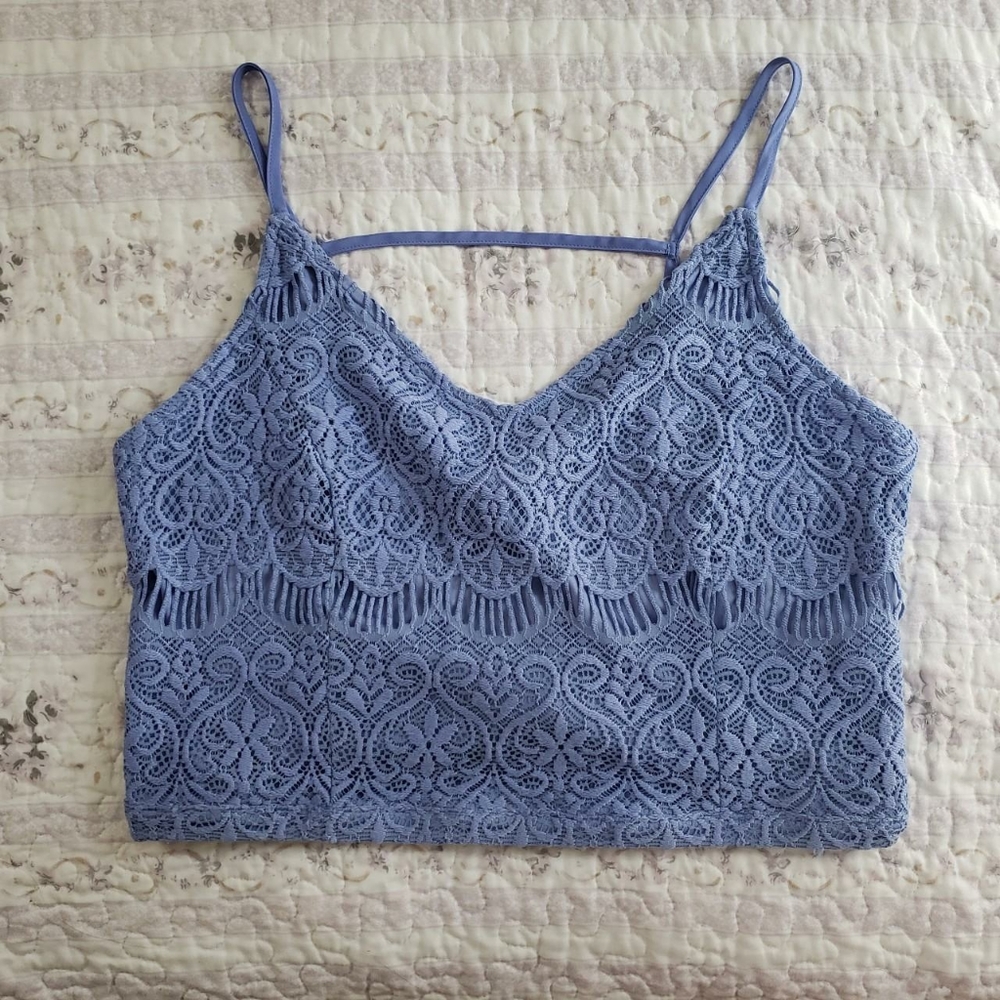 Forever 21 + Periwinkle Blue Eyelet Lace Top or Bralette Size 0X